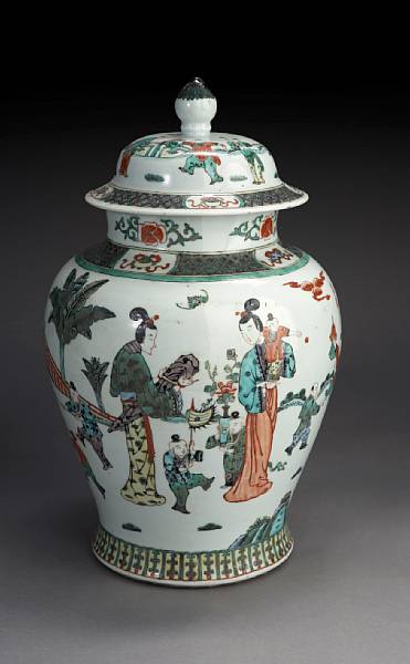 Appraisal: A Chinese famille verte enameled porcelain covered ginger jar th