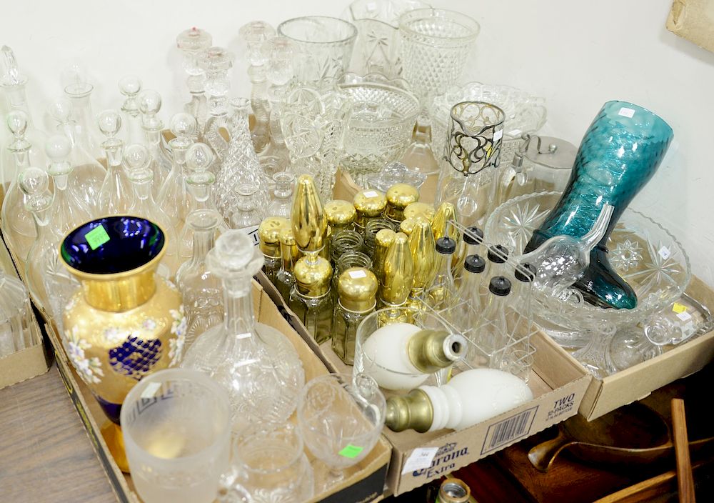 Appraisal: Seven box lots of glass and crystal to include four