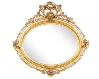 Appraisal: Scrolled Acanthine Oval Gilt Wall Mirror Continental early th century