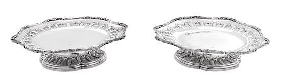 Appraisal: A Pair of French Silver Footed Tazzas V Boivin Paris