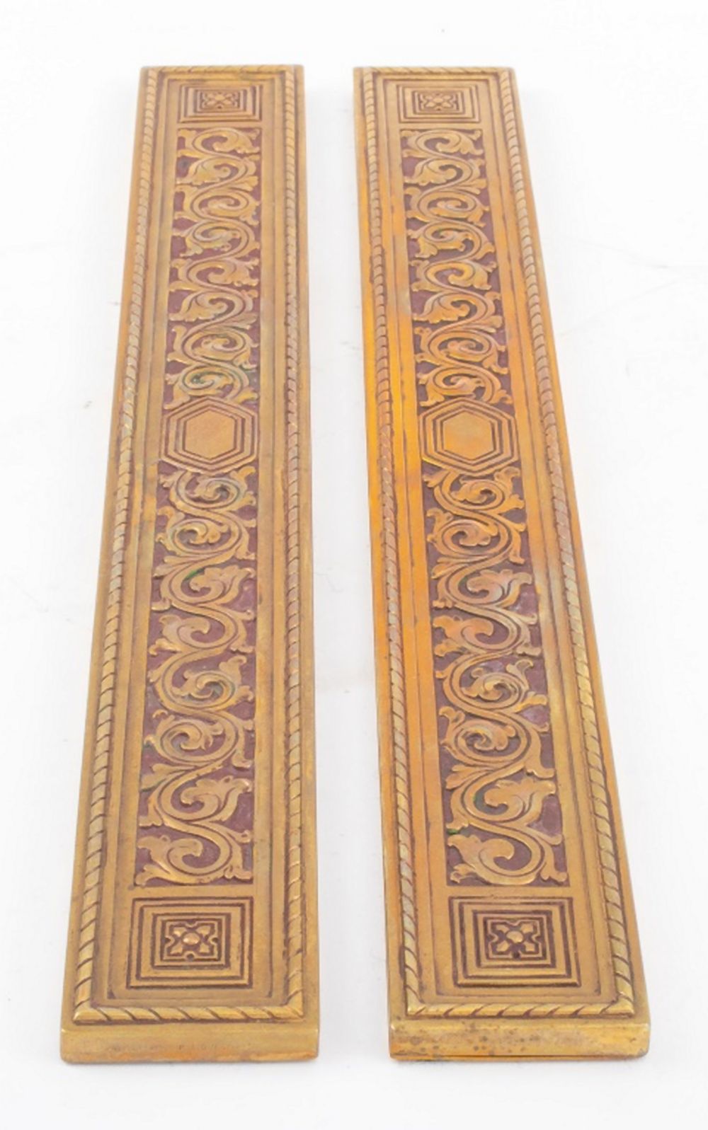 Appraisal: TIFFANY CO GILT BRONZE ENAMEL DESK BLOTTERS PR Pair of