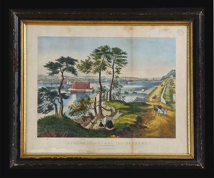 Appraisal: CURRIER IVES PUBL STATEN ISLAND AND THE NARROWS Hand-colored lithograph