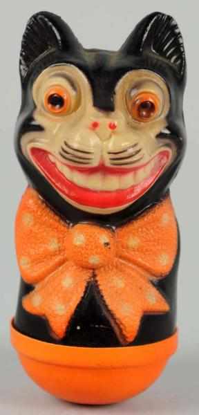 Appraisal: Celluloid Halloween Smiling Cat Roly Poly Condition Excellent Size T