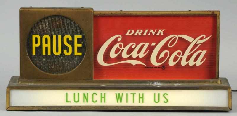 Appraisal: Coca-Cola Pause Countertop Lighted Motion Sign s Missing one bottom