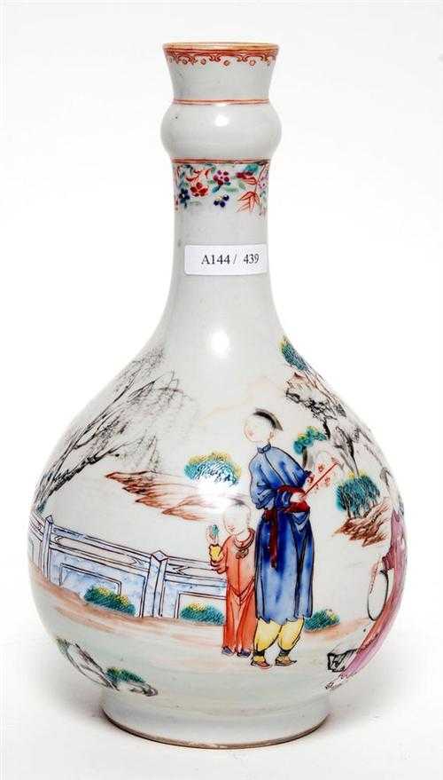 Appraisal: BOTTLE-SHAPED VASE China Qianlong period H cm Famille rose decoration