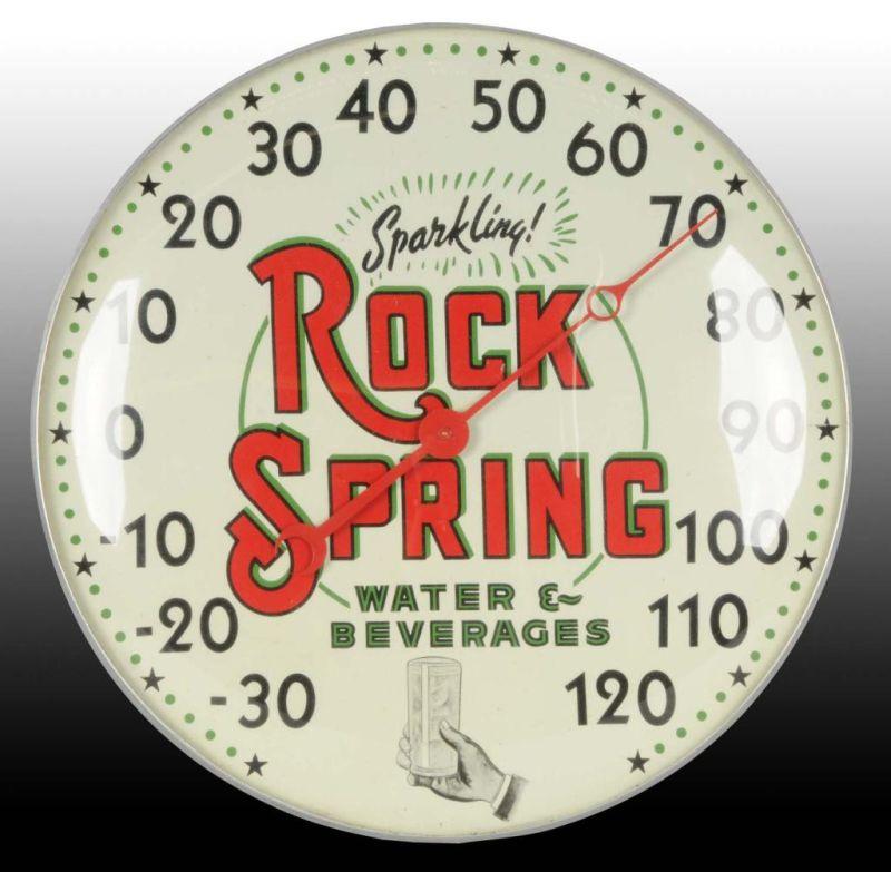 Appraisal: Rock Spring Beverages Glass Metal Thermometer Description Circa s to