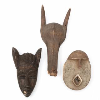 Appraisal: Two West African Carved Wooden Masks and a Headdress the