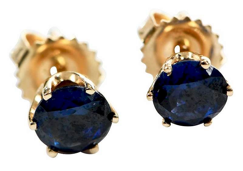 Appraisal: kt Gold and Gemstone Earrings studs each with one round