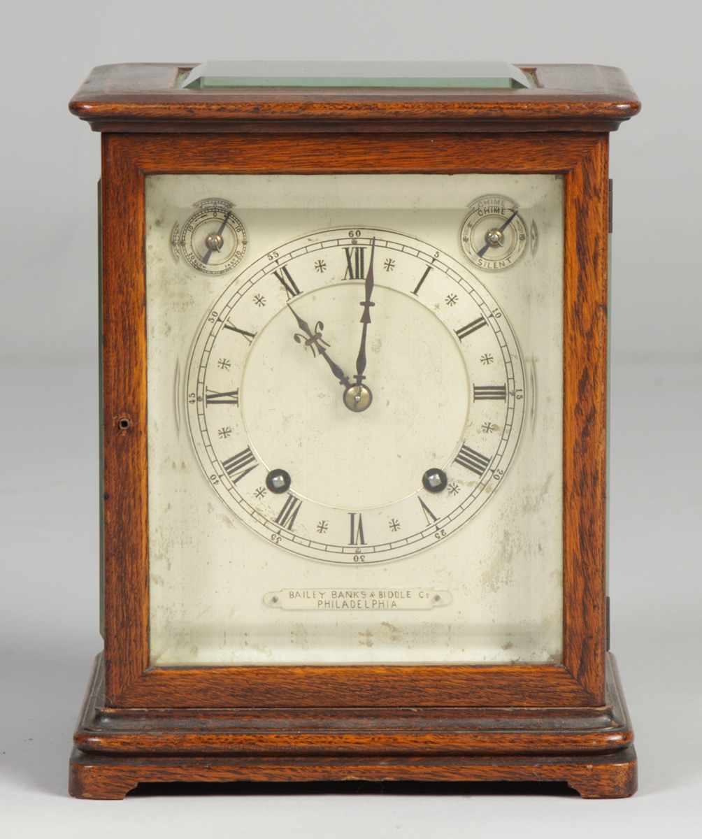 Appraisal: Bailey Banks Biddle Shelf Clock Oak case with original finish