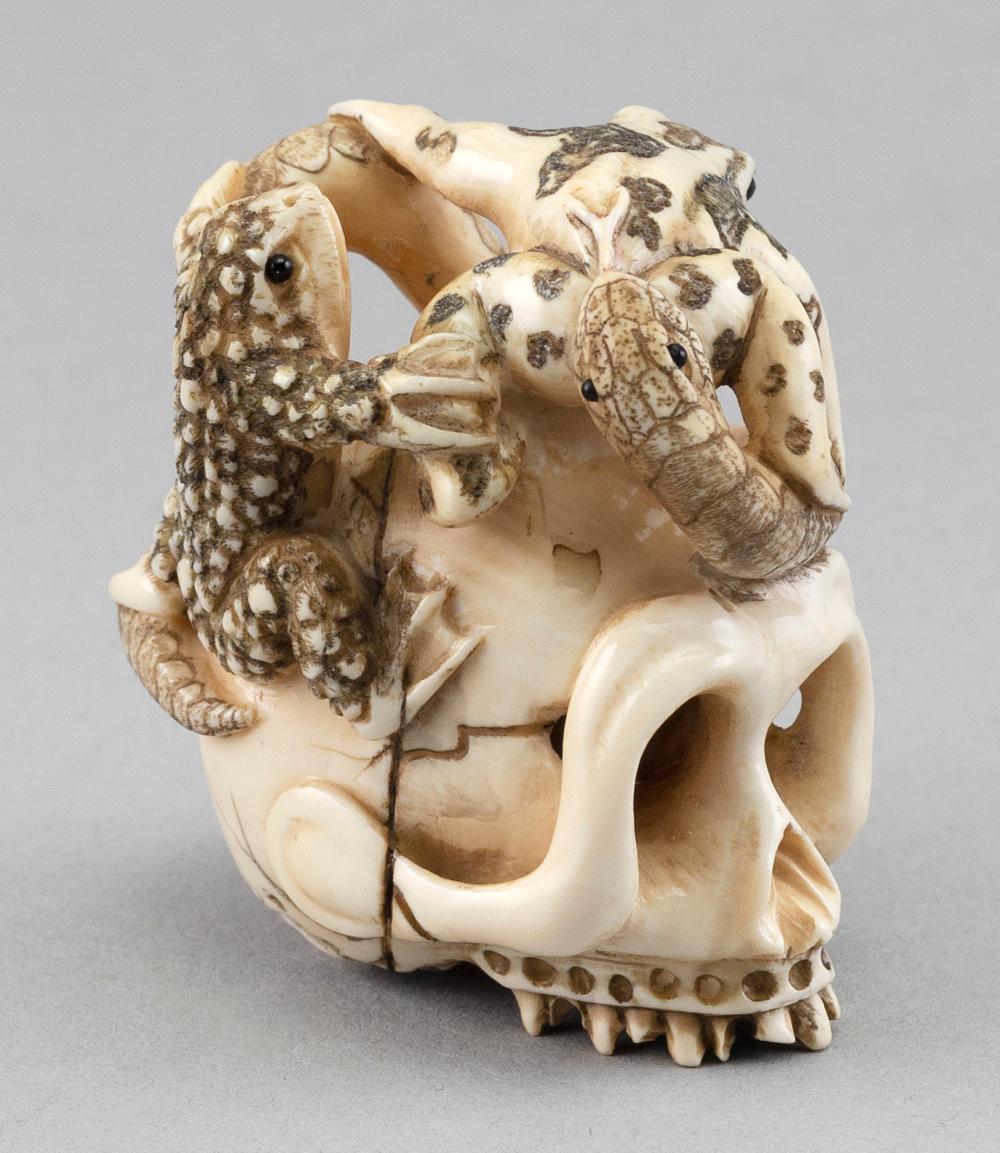 Appraisal: JAPANESE IVORY NETSUKE BY SHOZAN TH CENTURY HEIGHT JAPANESE IVORY