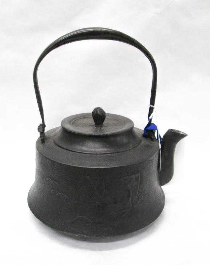 Appraisal: JAPANESE TETSUBIN OR IRON WATER KETTLE with raised boat and