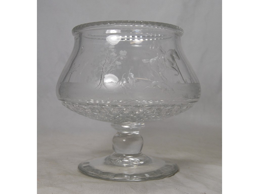 Appraisal: A cut glass crystal bowl raised on a circular footed