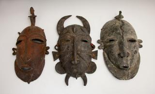 Appraisal: Group of Three African Masks th c one of Beni