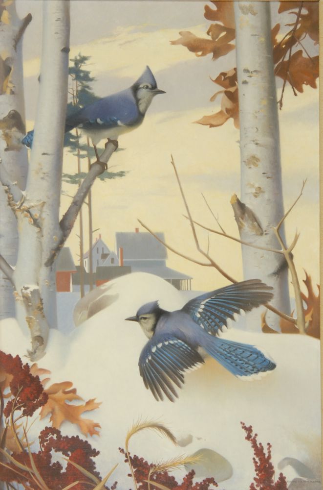 Appraisal: ROBERT DOUGLAS HUNTERAmerican b Winter Jays Signed lower right Robert