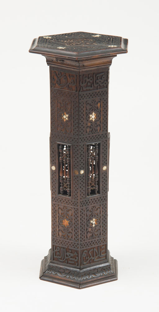 Appraisal: NORTH AFRICAN MOORISH HARDWOOD CARVED AND INLAID PEDESTAL Circa x