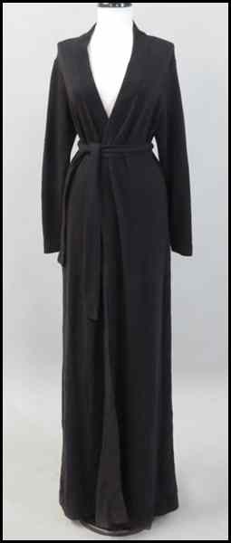 Appraisal: BLACK CASHMERE COAT With self belt Size large Condition No