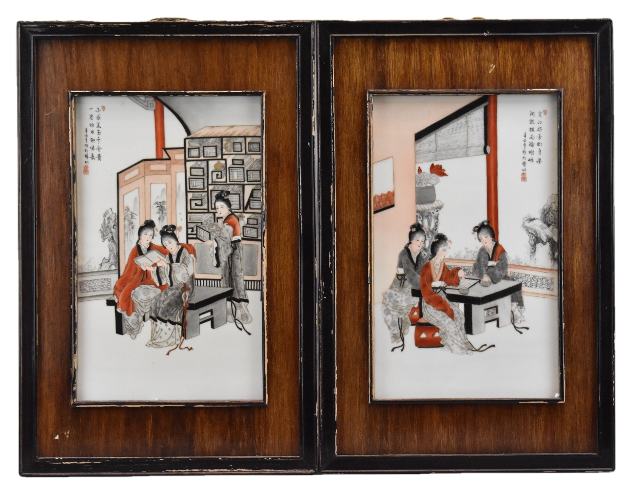 Appraisal: A pair of Chinese porcelain plaques with beauty dating from