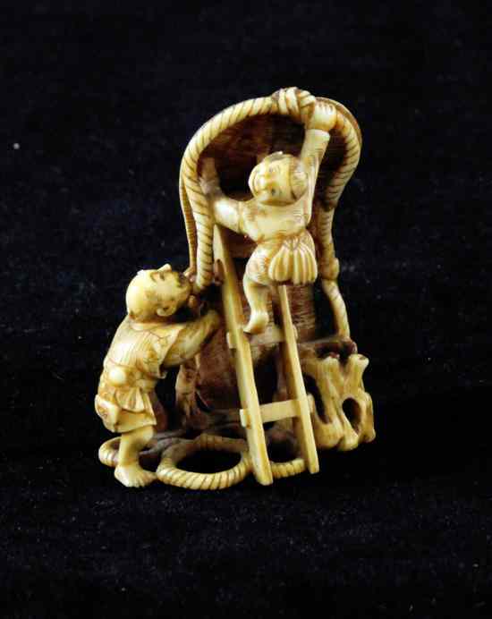 Appraisal: A Japanese ivory netsuke early th century modelled as a