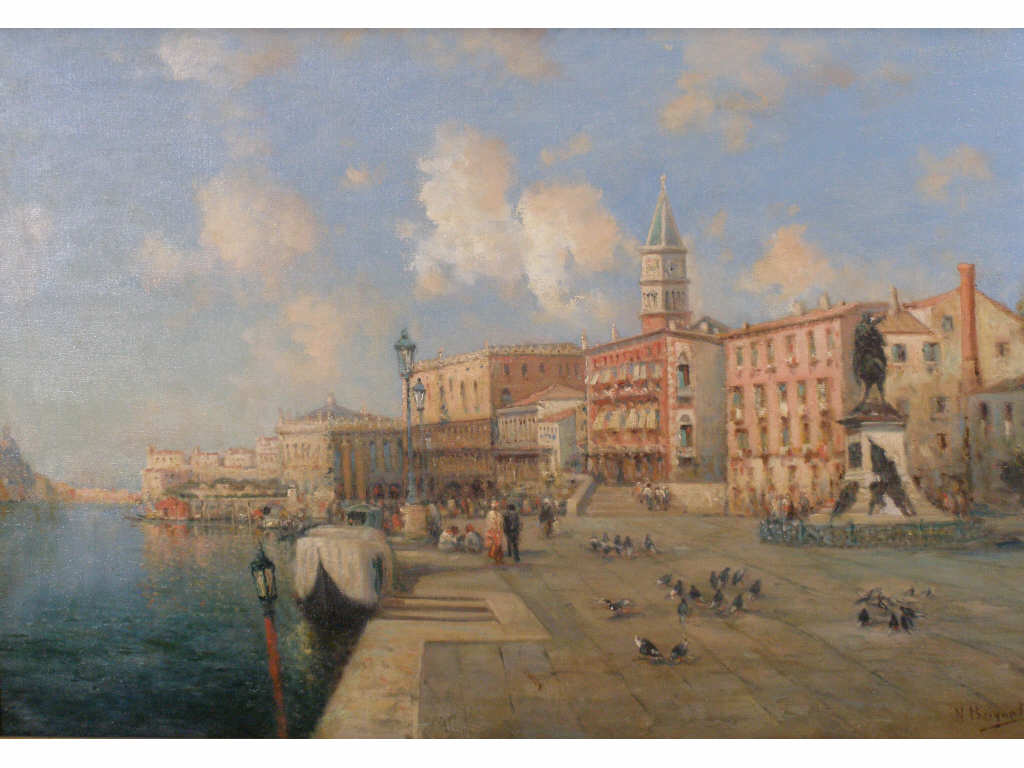 Appraisal: Nicholas Briganti Am - Piazza oil on canvas signed lower