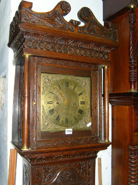 Appraisal: A th century oak longcase clock with square brass dial