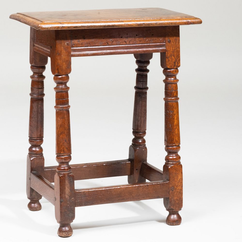 Appraisal: English Joined Oak and Walnut Stool x x in Property