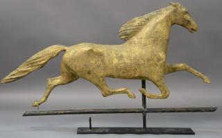 Appraisal: Full bodied running horse weathervane on metal stand ht in