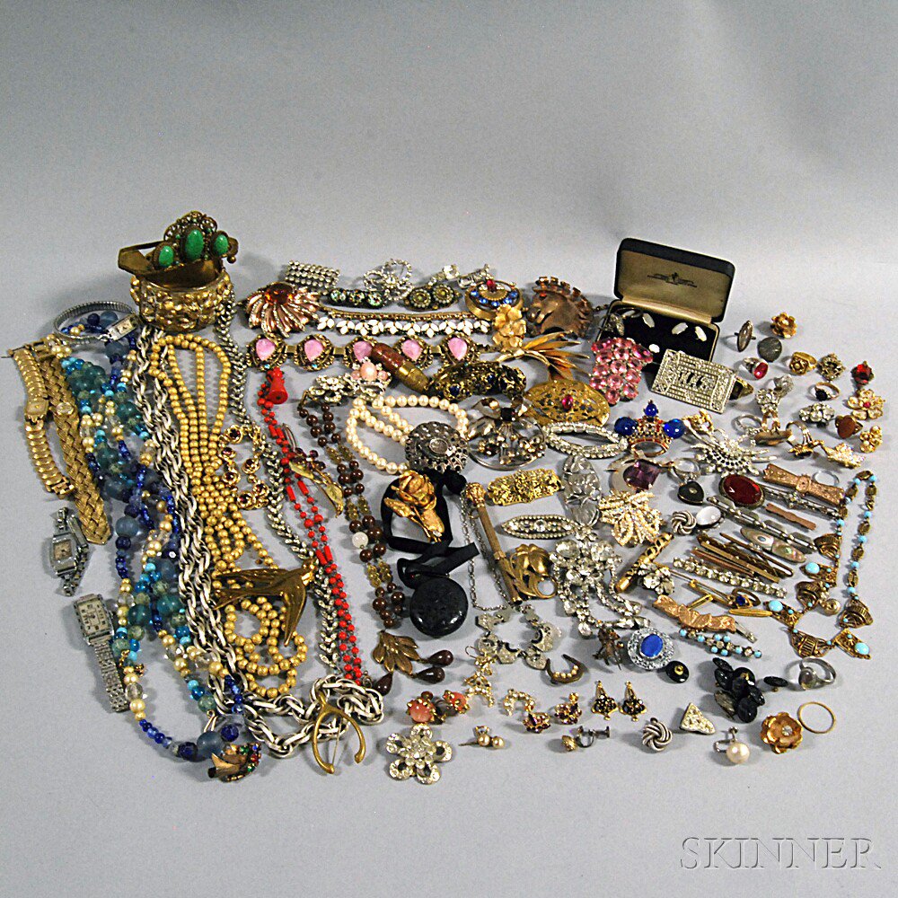 Appraisal: Large Group of Victorian and Art Deco Costume Jewelry including