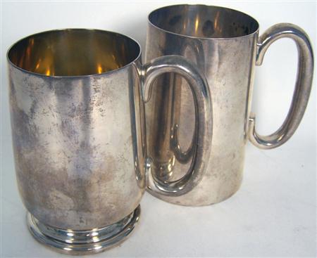 Appraisal: Two modern mugs one by Walker and Hall Sheffield of