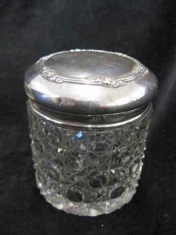 Appraisal: English Sterling Silver Crystal DresserJar cut cane base hallmarked top