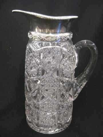 Appraisal: Silverplate Pressed Glass Tankard '' tall circa excellent