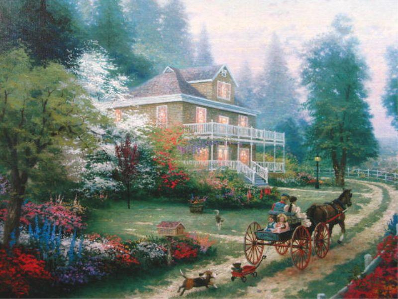 Appraisal: Sunday at Apple Hill by Thomas Kinkade edition print on