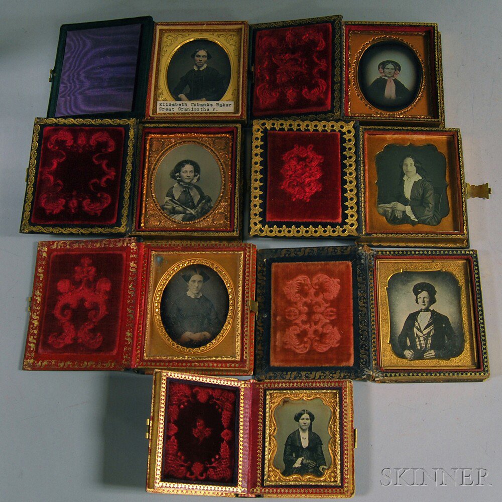 Appraisal: Seven Cased Daguerreotype Portraits six sixth-plate size three of young