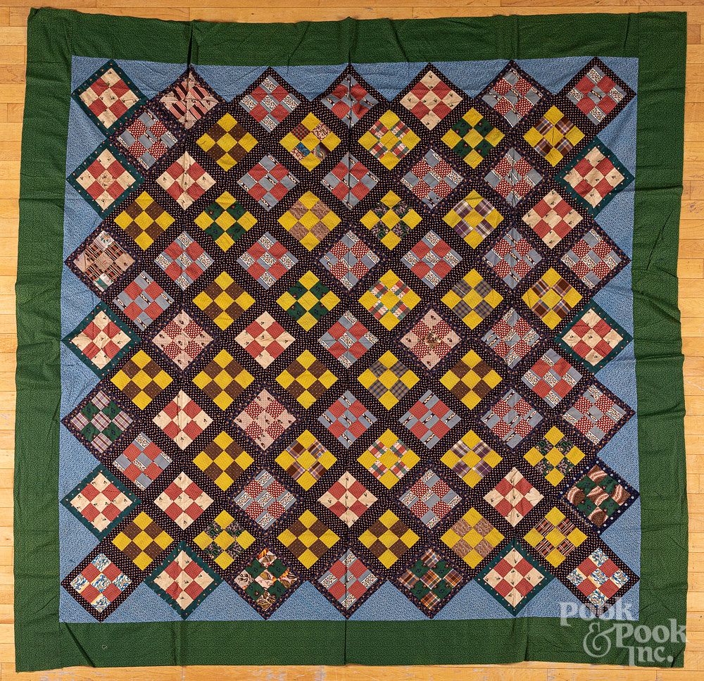 Appraisal: Nine block quilt top late th c Nine block quilt