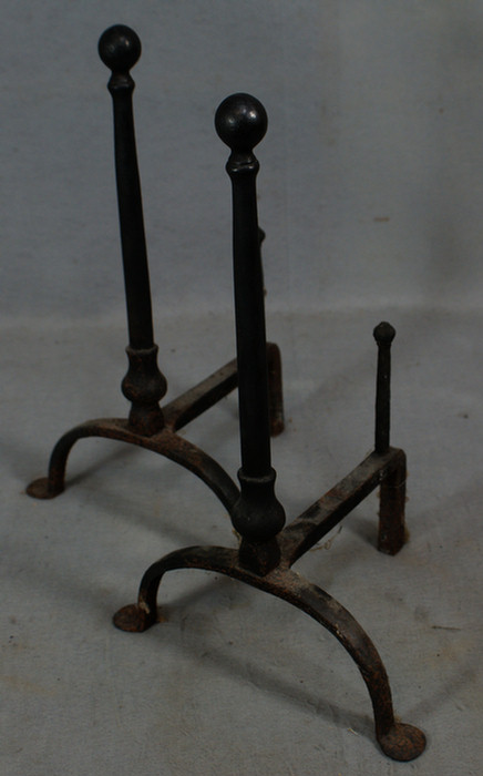 Appraisal: Small pr of iron andirons h th c Estimate -