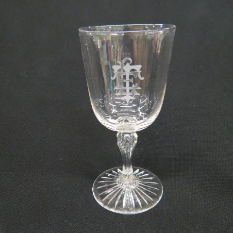 Appraisal: Cut Crystal Goblets hollow teardrop stems excellent