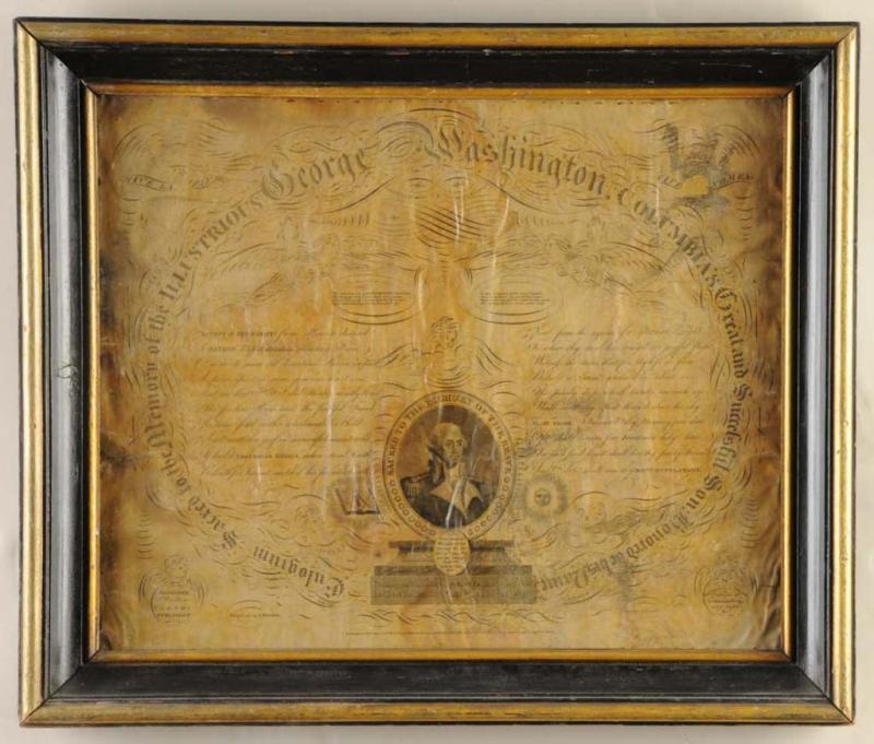 Appraisal: Printed Calligraphic Memorial for Washington Description By Benjamin O Tyler