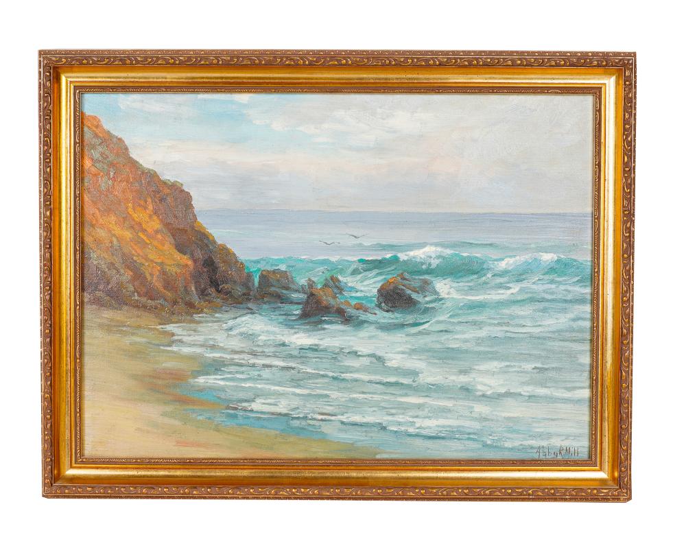 Appraisal: ABBY RHODA WILLIAMS HILL OCEAN WAVES oil on canvas signed