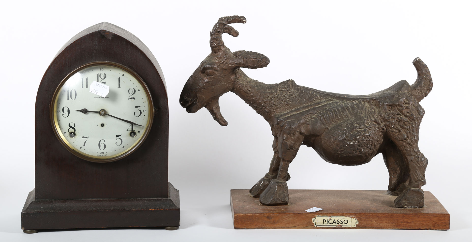 Appraisal: Goat sculpture and a Seth Thomas clock Undernumber