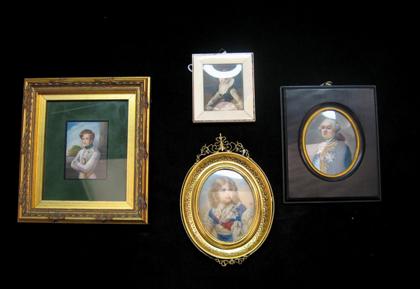 Appraisal: Four piece portrait miniatures th th century H in largest