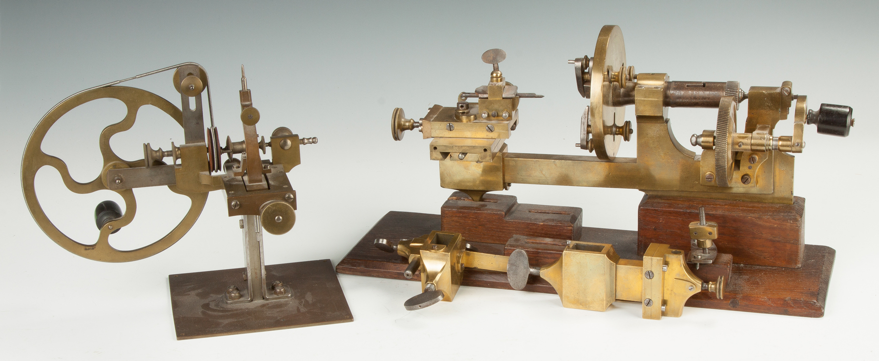 Appraisal: Two Watchmakers Tools with Accessories th century Brass wood