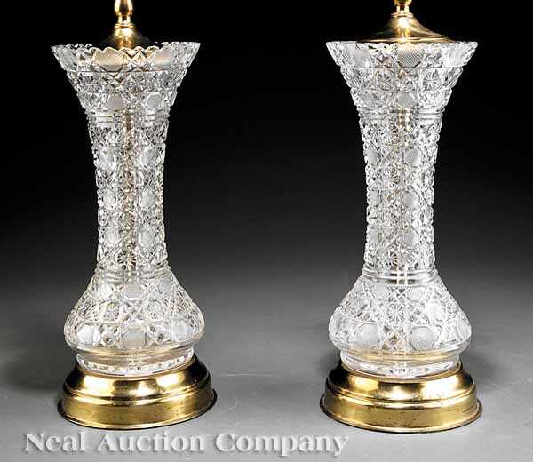 Appraisal: A Pair of American Brilliant Cut Glass Vases of waisted