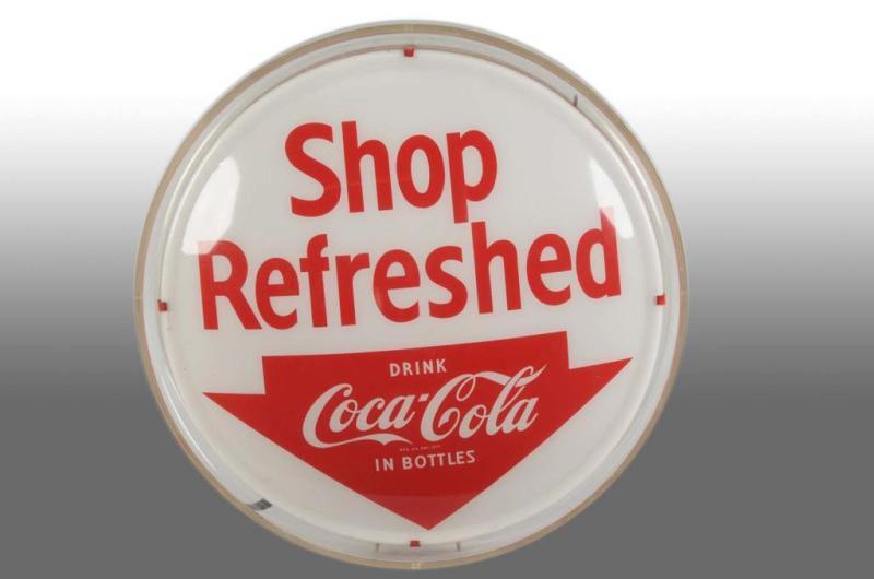 Appraisal: Plastic Metal Coca-Cola -Sided Lighted Sign Description s Light to