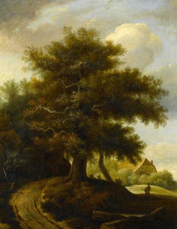 Appraisal: ENGLISH SCHOOL TH CENTURY WOODED LANDSCAPE WITH FIGURES x cm