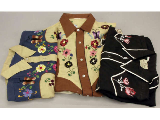 Appraisal: Collection of vintage custom embroidered western shirt Estimate -