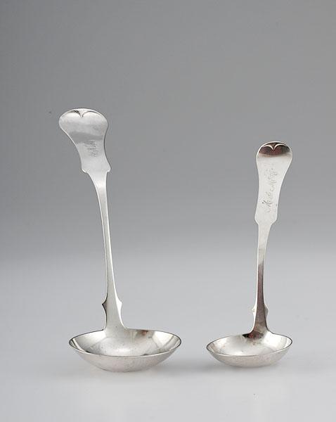 Appraisal: TWO COIN SILVER LADLES American ca - both Fiddle pattern