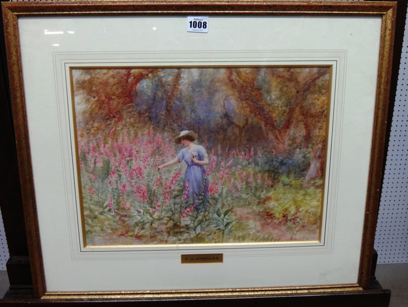 Appraisal: Frederick James Knowles - Gathering wild flowers watercolour signed cm