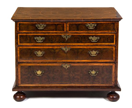 Appraisal: Sale Lot A William and Mary Oyster Veneered Walnut Chest