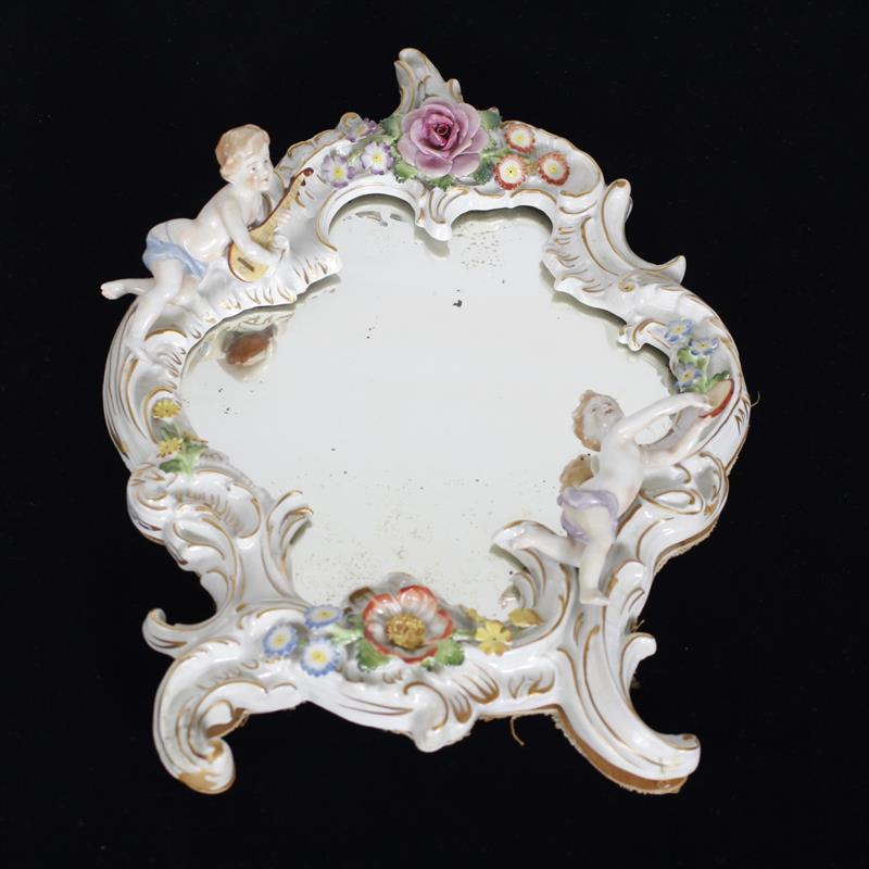 Appraisal: Ornate Dresden fine German porcelain mirror frame with applied flowers