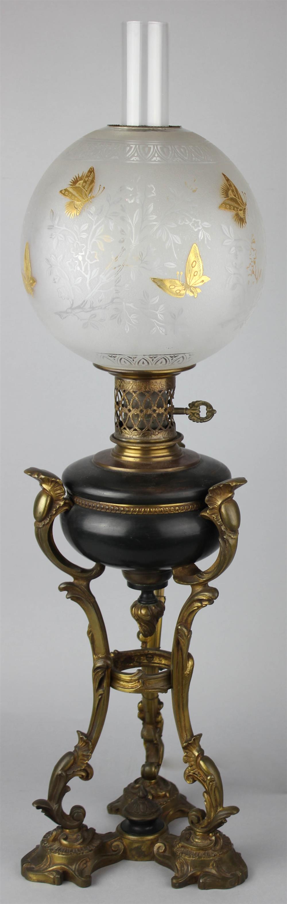 Appraisal: NAPOLEON III GILT BRONZE AND BLACK PAINTED OIL LAMP third