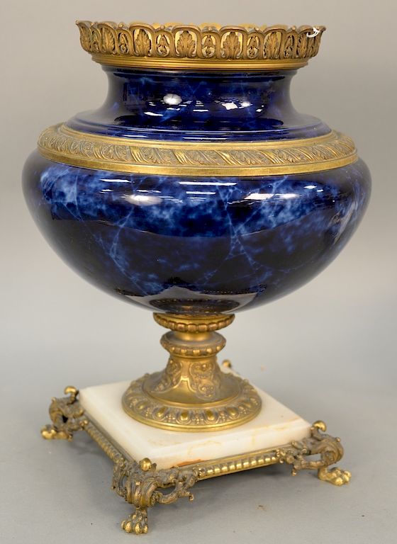 Appraisal: Large urn on onyx and brass base ht in Large